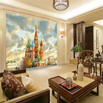 Beibehang 3D doma dekor Foto ozadje Rdečem trgu v Moskvi Cerkev dnevna soba urad velike wallcovering ozadje zidana