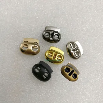 DIY50pcs/veliko ovalne kovinske zlitine zamaški preklop kabel ključavnice Vrvico dvema luknjo nickle/Črna/zlata/bron/matt emajl for4mm bungee