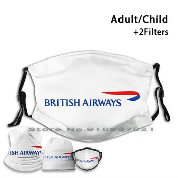British Airways Za Večkratno Uporabo Usta, Obraz Maske Z Filtri Za Otroka Odraslih British Airways Airways Potovanja Letalski Pilot Letalo