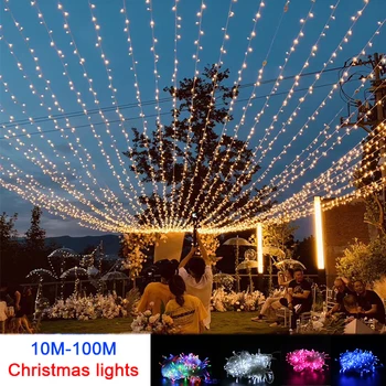 10M 100M Led Niz Garland Božično Drevo Vila Lučka Verige Nepremočljiva Doma Vrt poročno zabavo na Prostem Počitnice Dekoracijo