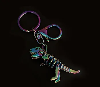 Okoli Jurassic Park, Laser Simfonični Metal Unicorn Okostje Dinozavra Keychain Barvita Vrečko Obesek, Prstan Avto Keychains Key Ring