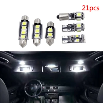 21 Kos/Nastavitev BELE LED Bralna Svetilka Avto Notranje Luči Zamenjava Paket Kit za BMW Serije 5 M5 E60 E61 Auto LED Žarnice