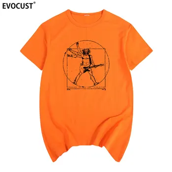 Vitruvian man kitarist smešno Najnovejše Edinstveno Poletno natisni T-shirt Bombaž Moški majica s kratkimi rokavi Nove ženske TEE