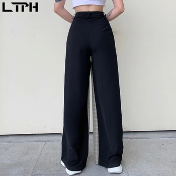 2020 Jeseni nov prihod v korejskem slogu ulične ženske hlače modni hit barve Preplete Visoko-wais letnik Naravnost Kariran hlače
