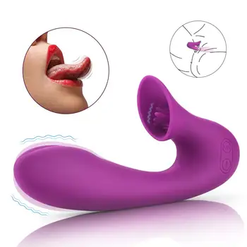 Polnilna Vaginalne G-Spot Vibrator Z Jezikom Klitoris Bedak 12 Vibracije Muco Lizanje Igrača Klitoris Bedak Vibrator za Ženske