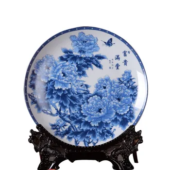 Kitajski Klasična Antična Porcelana Modre in Bele Porcelanaste Ploščo Sadje Ploščo Dekoracijo podporo Dom Dekoracija Plošče