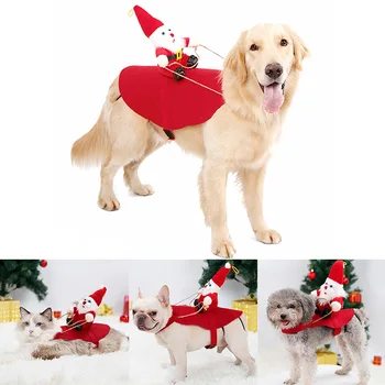 Pes Božič Pet oblačila Santa Claus jahanje jelenjadi Jakno Plašč Pet Božič Dog Oblačila Kostume za Mala Velika Psa Obleko