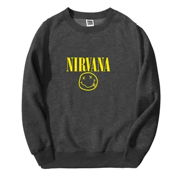 Nirvana Hombre Jesen Zima Majica Rock Harajuku Tiskanja Puloverju Bombaž Ulica Oblačila Prostem Hip Hop Dolg Rokav Vrh