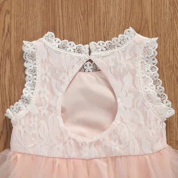 2020 Nov Modni Otroci Novorojenega Dojenčka Oblačila Baby Dekleta roza Čipke Romper brez Rokavov Enem Kosu Jumpsuit Obleke Baby Onesits