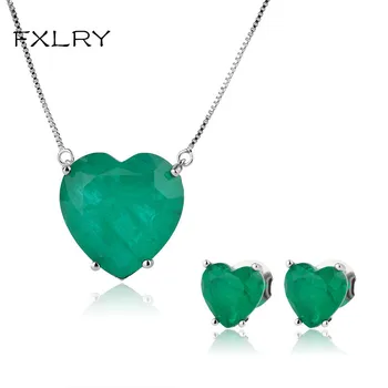 FXLRY Moda Srce Oblika Zelena Modra 