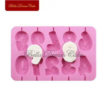 Rose&Cvetlični Število Lollipop Silikonsko Plesni Čokolado, Sladkarije Torto Pokrivalo Plesni Torta Dekoraterstvo Orodja Kuhinjski Pribor Za Peko