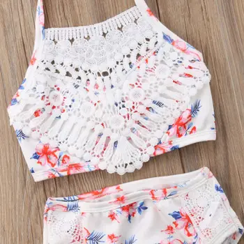 Nova Moda za Malčke Baby Dekle Kopalke Čipke Cvetlični Kopalke, kopalke Kopalke Plažo, Oblačila NAS