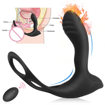 10 Frekvenca Analni VibratorHeating Prostata Massager G-spot Stimulator Brezžični Daljinski upravljalnik z vibriranjem Obroč Sex Igrača Za Moške