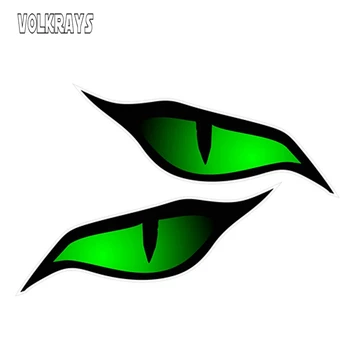 Volkrays 2 X Osebnost Avto Nalepke Par Zlo Oči Oči Design V Zeleno za Avtomobilske motorno kolo Čelada 3D Vinil,12 cm*5 cm