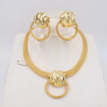 NEW Visoke Kakovosti Ltaly 750 Zlato barvo Nakit Set Za Ženske afriške kroglice jewlery moda ogrlico iz uhan nakit