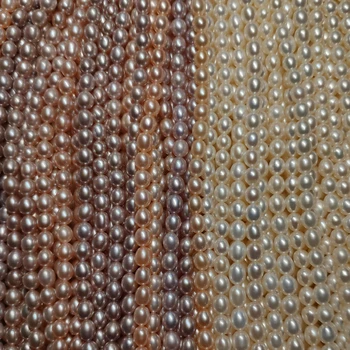 5-6 mm Riž Naravnih Sladkovodnih Biserov Klasičnih Choker Ogrlico, ki za Posamezen Sklop, Za Ženske 37 cm