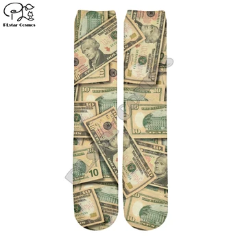 Najnovejše 3D Tiskanih dolarjev nogavice denar smešno srčkan bombaža moške dolge nogavice za ženske unisex harajuku priložnostne nogavice PON-009