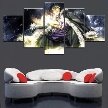 5 Plošče, Modularni Sliko Domu Dekorativni Dnevna Soba Platna Slike Wall Art Dekor Anime Fairy Tail Laxus Dreyar Plakat