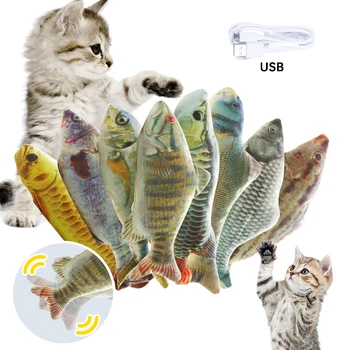3D Ribe Elektronske Igrače Mačke Električni USB Polnjenje Simulacije Ribe Igrače za Hišne Mačke Igranje Igrača za mačke Dobave Juguetes Par Gatos