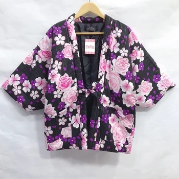 Haori Ženske Na Japonskem Slogu Pozimi Kimono Jopico Bombaž Femme Yukata Letnik Folk Stil Azijskih Oblačila Pižamo Hanten Ženske