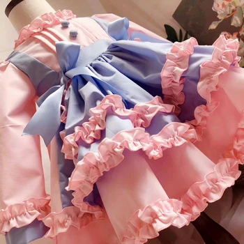 2021 novo dekle obleko roza modra princesa obleko sladko srčkan lok ruffle tutu obleke za otroka, otroci, dekleta, 1-6 leto španski slog