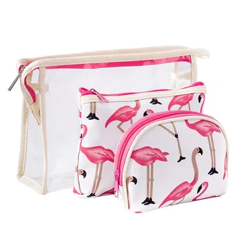 3PCS Flamingo Kozmetični Torba Ženske Necessaire Do Vrečko Potovanja Nepremočljiva Prenosni Ličila Vrečko Toaletni Kompleti