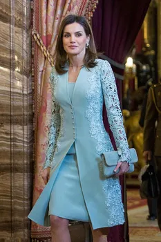 Elegantno Prostem Mati Nevesta Obleke Obleke, Kratke Dva Kosa Modra Dolg Rokav Ženina Mati Obleko Za Poroko Čipke Kraljestvu Arabski