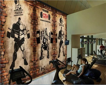 Beibehang 3d ozadje nostalgično zid športna fitnes klub uteži ozadje dekorativni zidana ozadju Zidana 3d