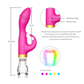 5-Barvni LED Svetila Rabbit Vibrator za G Spot Vibrator, Vibrator Za Ženske Z 10 Močne Vibracije Načini,Klitorisa Vibrator Seks Igrače