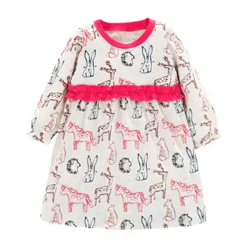 Malo maven otroci dekleta blagovne znamke jeseni otroška obleka dojencek dekliška oblačila, Bombaž živali tiskanja malčka, girl obleke QW030