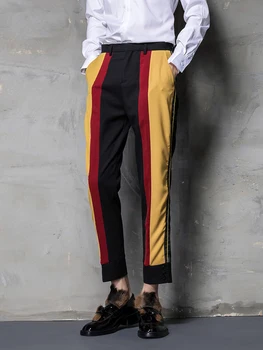 2018 nove men ' s harem hlače osebnost trend priložnostne hlače slim hlače trak priložnostne obleko, hlače, plus velikost fazi pevka kostumi