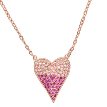 2019 valentines darilo ljubimec srce ogrlico, obesek, roza, rdeča, bela cz tlakovane rose gold barvi srce design