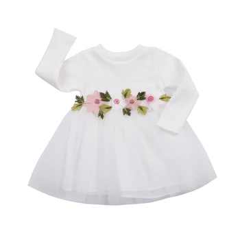 Otrok, Otroška Oblačila, Otroci Dekle Z Dolgimi Rokavi Cvetlični Obleko Čipke Mozaik Obleke Rojstni Dan Princesa Pageant Prom Obleke