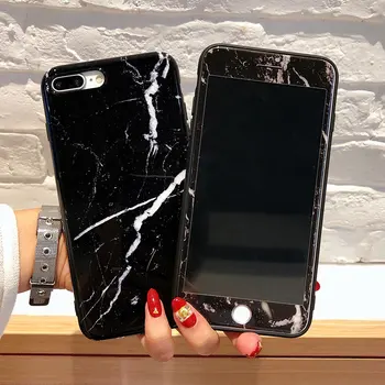 Boucho Mehko IMD Telefon Primeru Vrečke Za iPhone X 6 6s 7 8 Plus Pisane Klasičnih marmorja Hrbtni Pokrovček Brezplačno Darilo Zaščita Telefona Zaslon