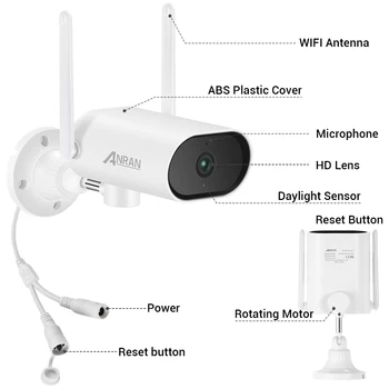 ANRAN 3MP PTZ Brezžična nadzorna Kamera Sistem Avdio Snemanje CCTV Sistema Buit v SD slot, Št povezovanje z žeblji Design Prostem Kamero APP