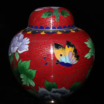 Kitajski stare obrti cloisonne Naslikal shranjevanje jar rezervoar Dekoracijo
