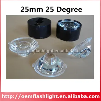 25 mm 25 Stopinj LED Objektiv s Črno Objektiv Imetnik - 1pc