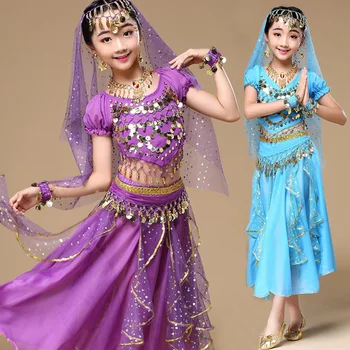 4pcs/Set Otrok Belly Dance Kostumi Nastavite Orientalske Plesne Kostume Bellydance Nastavite Dekleta Egiptovski Bollywood Indijski Otroci Trebušni Ples