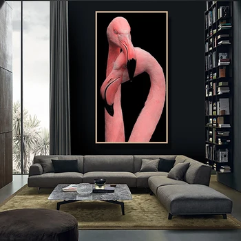Platno Slikarstvo za dnevno Sobo, Črna, Pink flamingo Plakati Živali Tiskanja Sliko Hoom Dekor Ustvarjalnost Steno Sodobne umetnosti slikarstva