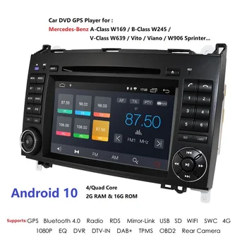 Android 10 2 Din Avto Multimedijski Predvajalnik, GPS Za Mercedes/Benz/Sprinter/B200/B-razred/W245/B170/W169 Radio CSD DAB+ DSP RDS DTV BT