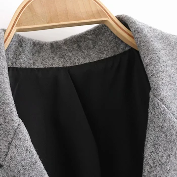 Za leto 2020, nove Ženske, Jeseni, pozimi Windbreaker volne žep Plašč Zavoj navzdol Ovratnik Dolg Plašč Lady Ulične Outwear