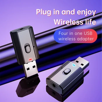 4 V 1 Bluetooth RCA Sprejemnik 5.0 Bluetooth Oddajnik 3.5 MM Jack USB Stereo Glasbe Brezžične Kartice Ključ Za Avto, TV, PC Govorijo