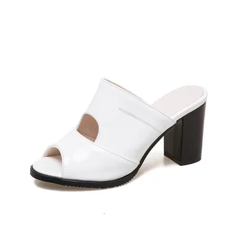 Smirnovi 2020 nov prihod ženske sandale pu trdne barve poletje čevlji open toe visoke pete sandala mul čevlje, ženska obleka, čevlji