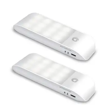 Senzor gibanja, Svetlobe, [2 Paket] Omari Noč Sveti, USB Polnilne baterijske Luči s 24 LED, Odstranljivi Trakovi netic