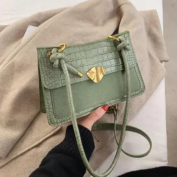 Krokodil vzorec Kvadratnih Pazduho vrečko 2020 Moda Novo Kakovost PU Usnja Ženske Oblikovalec Torbico Vintage Ramenski Messenger Bag