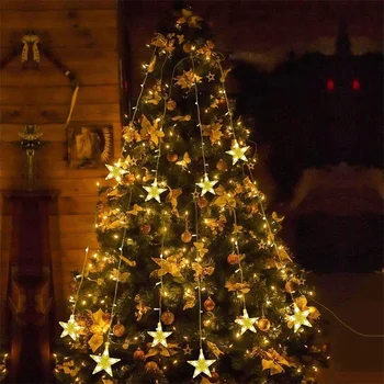 Božič Led Star Niz Vila Luči na Prostem EU Plug Venci Okraski za Dom Stranka Vrt Božič Poroko Počitnice Razsvetljavo