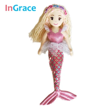 Princess style morska deklica lutke visoke kakovosti polnjene lutka 8 barv 45 cm najboljše darilo igrače za otroke, dekleta sanje modra lepoto krpo lutka