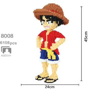 6108pcs 8108 Velike Velikosti gradnikov Anime D Luffy Pirat 3D Model DIY sredini Opeke Zbiranja Igrač 45 cm Visok, Št Polje