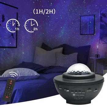 LED Star Projektor Noč Svetlobe Galaxy Zvezdnato Noč Lučka Ocean Val Projektor Z Glasbo Bluetooth Zvočniki Daljinski upravljalnik Lučka