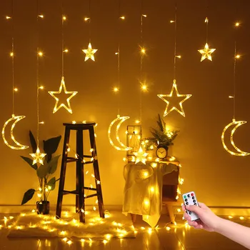 220V EU Plug Luna Star LED Zavese Luči Božič Pravljica Venci na Prostem LED Svjetlucati Niz Luči Počitnice Festival Dekoracijo
